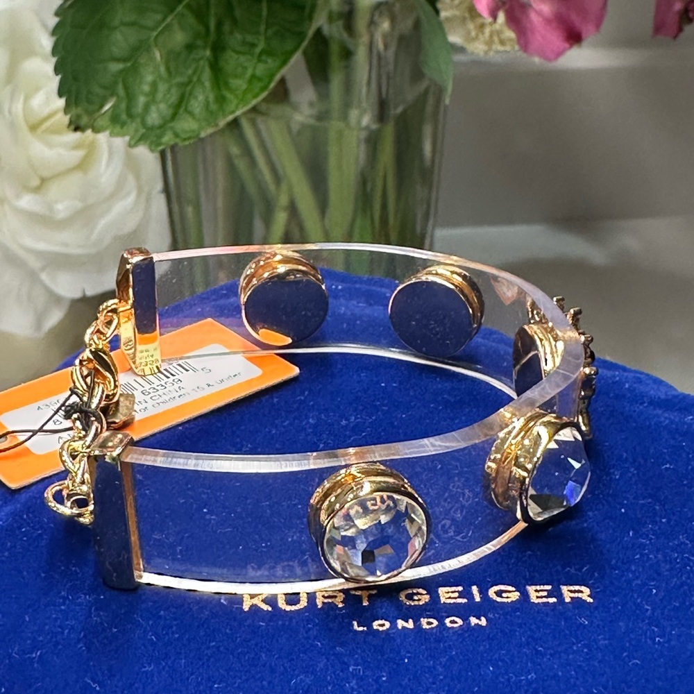 Kurt Geiger Gold and Clear Evil Eye Bracelet - Picture 5 of 5